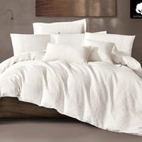 مفرش هالستات مزدوج قطن جاكارد كريمي عدد القطع 8