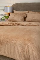 مفرش نارنج شتوي فاخر مزدوج مخمل محفور بيج عدد القط...