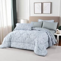 مفرش نوفا صيفي مزدوج سماوي ورصاصي برسومات الزهور ع...