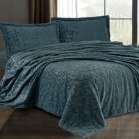 طقم بطانية تيدي فرو مزدوج أخضر عدد القطع 4