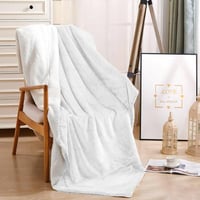 بطانية بونيتا خفيفة فرو مفرد ونص أبيض مقاس 180 × 2...