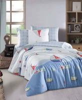 مفرش أطفال قرطبة كوين أبيض وازرق فاتح متعدد الرسوم...