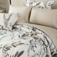 مفرش نوفا صيفي مزدوج أبيض بيج مشجر برسومات الزهور...