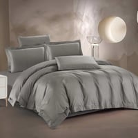 مفرش كانيز مزدوج قطن 300 غرزة فاخر رصاصي غامق عدد...