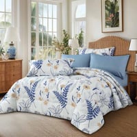 مفرش نوفا صيفي مفرد و نص أبيض وأزرق سماوي برسومات...