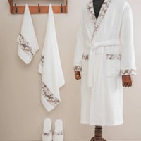 طقم روب أستحمام آفكو قطن تركي مطرز أبيض عدد القطع...