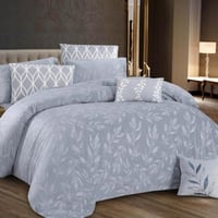 مفرش راما شتوي مفرد ونص جاكارد فاخر مخمل رصاصي عدد...