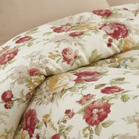 مفرش إنسجام صيفي قطن كريمي وبيج برسومات الزهور