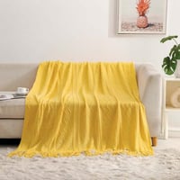 بطانية دان شال خفيفة بامبو أصفر مقاس 130 × 170سم