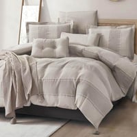 مفرش تيفولي مزدوج قطن جاكارد فاخر بيج و رصاصي عدد...