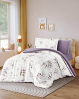 مفرش ريكا أطفال شتوي كوين فرو أبيض و موف متعدد الر...