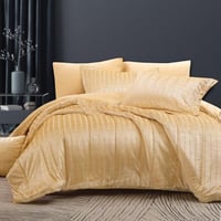 مفرش كاثرين شتوي مزدوج مخمل بيج عدد القطع 7