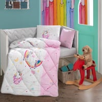 مفرش بوني مواليد قطن تركي وردي و أبيض عدد القطع 5