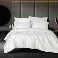 مفرش تورينتو مزدوج قطن فاخر جاكارد أبيض عدد القطع...