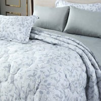 مفرش نوفا صيفي كوين مقاس 200x150 سم سماوي ورصاصي ب...