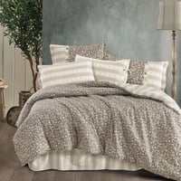 مفرش إنسجام صيفي قطن بني برسومات الزهور