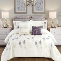 مفرش دينا صيفي مزدوج فاخر مطرز كريمي عدد القطع 10