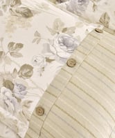 مفرش إنسجام صيفي قطن كريمي فاتح برسومات الزهور