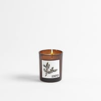 شمعة معطرة في حامل زجاجي برائحة زهرة العرعر