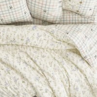 مفرش إنسجام صيفي قطن كريمي برسومات الزهور