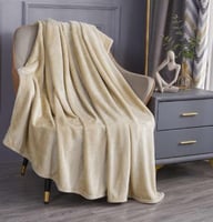 بطانية شتوي مخمل ناعم بيج