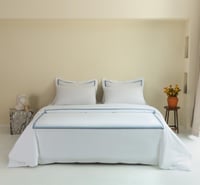 مفرش جنات صيفي مزدوج أبيض وأزرق عدد القطع 7