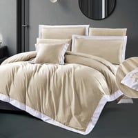 مفرش أكوا بارك مزدوج قطن فاخر300 غرزة مطرز بيج عدد...