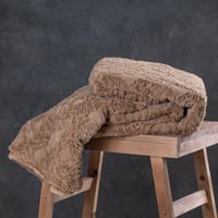 بطانية طويق سادة خفيفة مزدوج فرو بني مقاس 240 × 22...