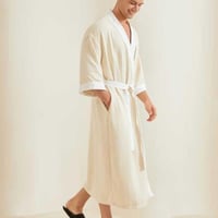 روب استحمام ريفي طراز فندقي مفرد وافل سكري