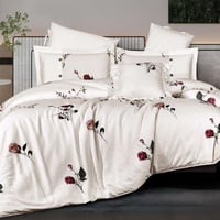 مفرش بينك هوم مزدوج قطن فاخر أبيض برسومات الزهور ع...