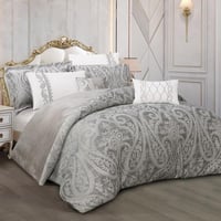 مفرش الاسكا شتوي مفرد و نص جاكارد و فرو مطرز رصاصي...