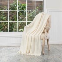 شال كنب أكريليك كريمي مقاس 150 × 130 سم