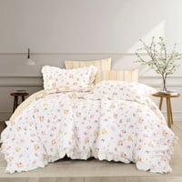 مفرش ريد روز صيفي مفرد ونص قطن فاخر أبيض وأصفر برس...