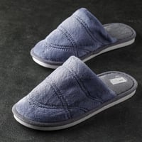 حذاء منزلي رجالي شتوي مخمل و فرو سماوي