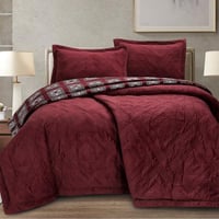 مفرش ديفا شتوي خفيف مضغوط مزدوج مخمل عنابي عدد الق...