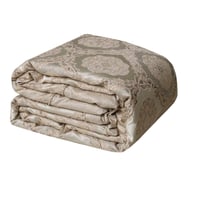 مفرش قيروان الفاخر مزدوج قطن جاكارد مطرز بيج ذهبي...