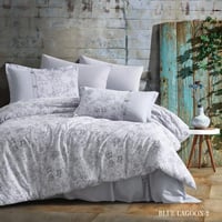 مفرش بلو لاجون قطن صيفي مزدوج فاخر رصاصي فاتح برسو...