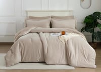 مفرش بشرى شتوي مزدوج بيج عدد القطع 6