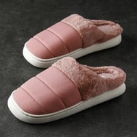 حذاء منزلي نسائي شتوي فرو وردي