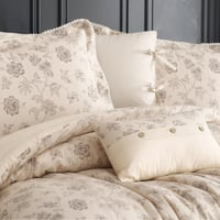 مفرش سرور مزدوج قطن بيج برسومات الزهور عدد القطع 7