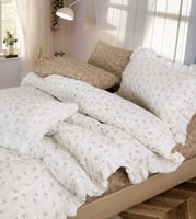 مفرش ريد روز صيفي مفرد ونص قطن فاخر أبيض بيج برسوم...