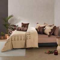 مفرش الدرعية صيفي مزدوج بني مطرز عدد القطع 9