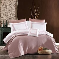 مفرش سان ديجو صيفي مزدوج فاخر قطن أبيض و ليلكي عدد...