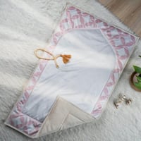 سجادة صلاة أبيض وردي مقاس 70x120 سم