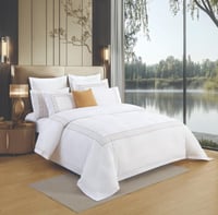 مفرش تانجير صيفي مزدوج أبيض وجملي مطرز عدد القطع 9