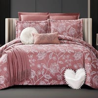 مفرش أنبيلا صيفي مزدوج قطن جاكارد فاخر مطرز روز عد...