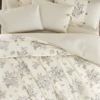 مفرش إنسجام صيفي قطن كريمي فاتح برسومات الزهور