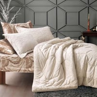 مفرش افلين شتوي مزدوج مخمل و فرو كريمي عدد القطع 6