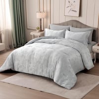 مفرش عنبر صيفي مزدوج جاكارد فاخر رصاصي عدد القطع 6