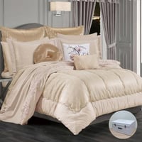 مفرش صوفيا ملكي مزدوج جاكارد فاخر مطرز بيج فاتح عد...